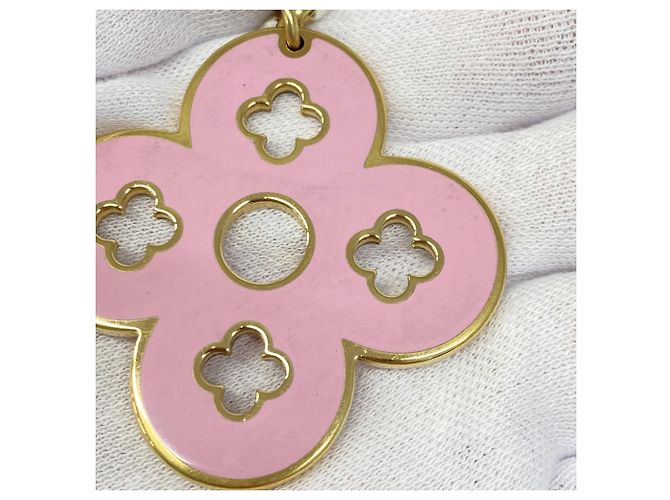 Portachiavi Louis Vuitton Portocle Looping M66006 Rosa D'oro Verde - vista 4