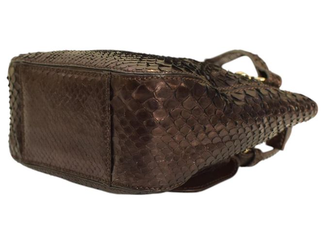 Borsa a mano Iceberg in pelle di serpente marrone lucida - vista 10