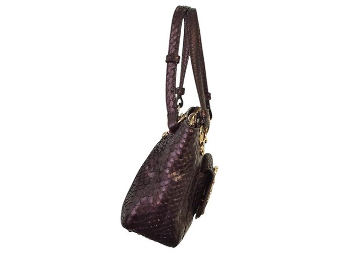 Borsa a mano Iceberg in pelle di serpente marrone lucida - vista 4