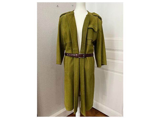 Abrigo Prada de piel verde oliva - vista 3
