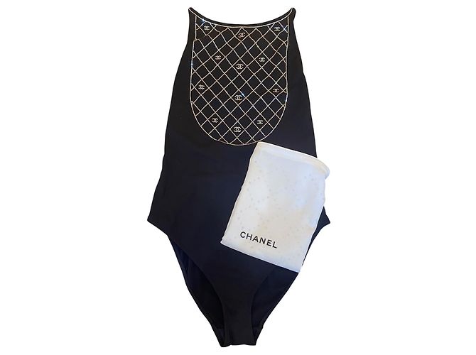 Chanel 23C Einteiler Badeanzug Body Suit FR 38 Schwarz - Ansicht 2