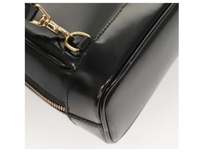 GUCCI Bamboo Schultertasche Emaille Schwarz Gold 007 2113 0127 Auth am8459 Golden - Ansicht 16