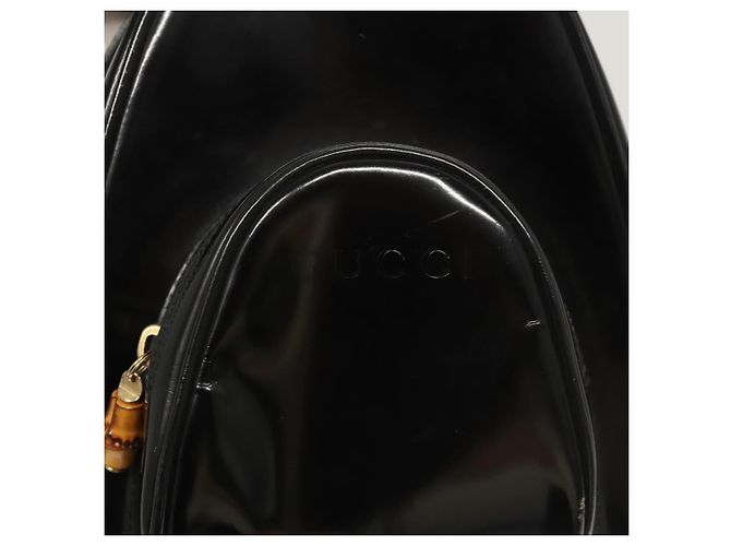GUCCI Bamboo Schultertasche Emaille Schwarz Gold 007 2113 0127 Auth am8459 Golden - Ansicht 19