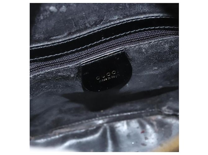 GUCCI Bamboo Schultertasche Emaille Schwarz Gold 007 2113 0127 Auth am8459 Golden - Ansicht 20