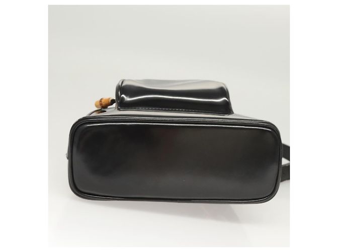 GUCCI Bamboo Schultertasche Emaille Schwarz Gold 007 2113 0127 Auth am8459 Golden - Ansicht 5