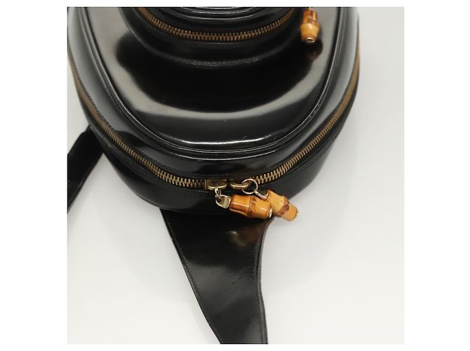GUCCI Bamboo Schultertasche Emaille Schwarz Gold 007 2113 0127 Auth am8459 Golden - Ansicht 6