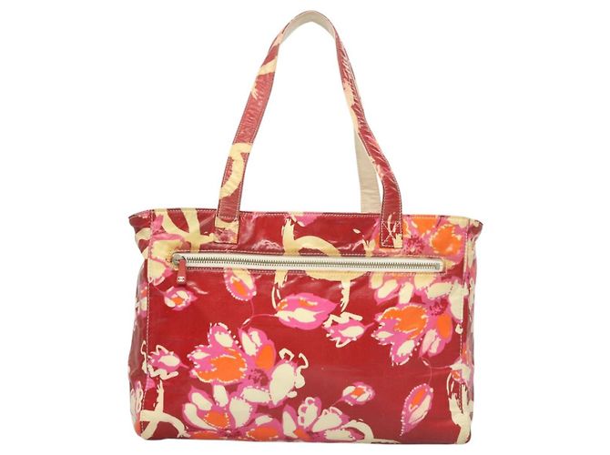 CHANEL Bolsa Tote de Verano Alto Esmalte Rojo CC Auth 123514 Roja - vista 13