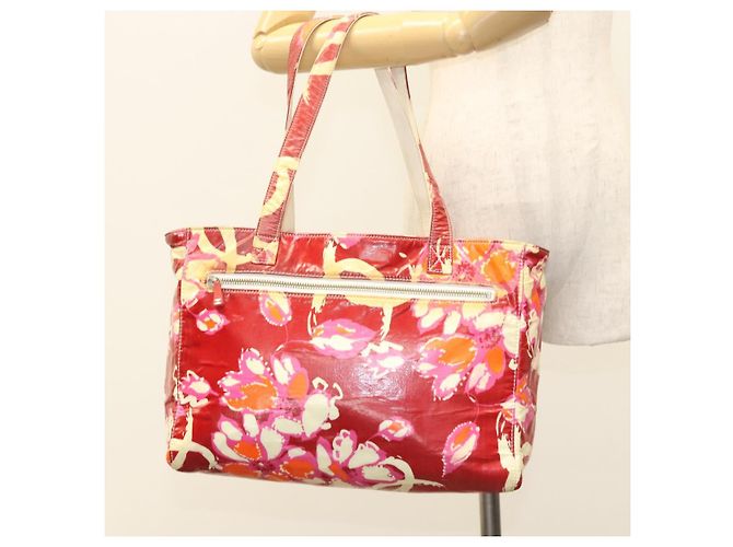 CHANEL Bolsa Tote de Verano Alto Esmalte Rojo CC Auth 123514 Roja - vista 25