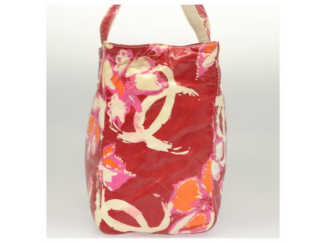 CHANEL Bolsa Tote de Verano Alto Esmalte Rojo CC Auth 123514 Roja - vista 3