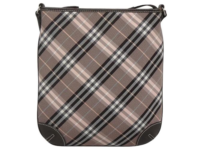Borsa a spalla Burberry Nova Check Blue Label in tela rosa Auth 123035 - vista 13