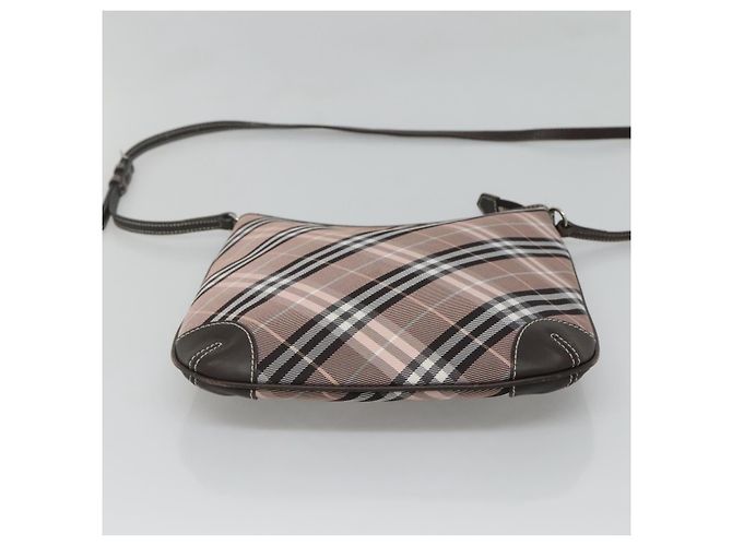 Borsa a spalla Burberry Nova Check Blue Label in tela rosa Auth 123035 - vista 5