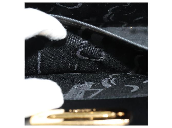 Borsa a Spalla Gancini in Pelle Nera e Oro Auth MX418 di Salvatore Ferragamo Nero D'oro - vista 19