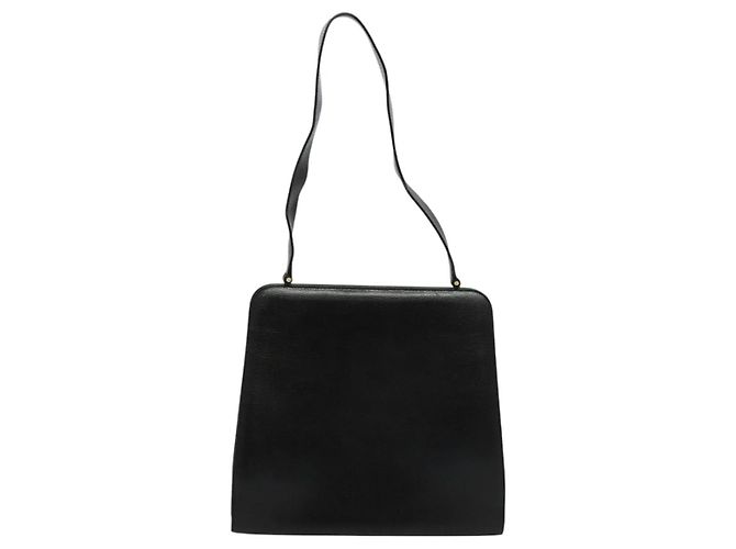 Borsa a Spalla Gancini in Pelle Nera e Oro Auth MX418 di Salvatore Ferragamo Nero D'oro - vista 2