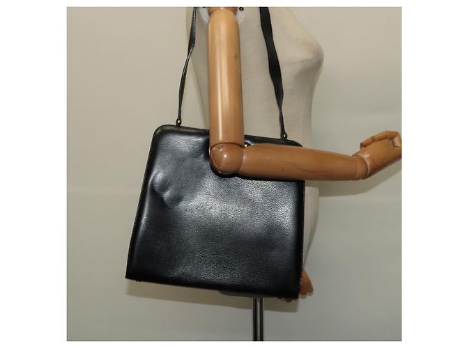 Borsa a Spalla Gancini in Pelle Nera e Oro Auth MX418 di Salvatore Ferragamo Nero D'oro - vista 20