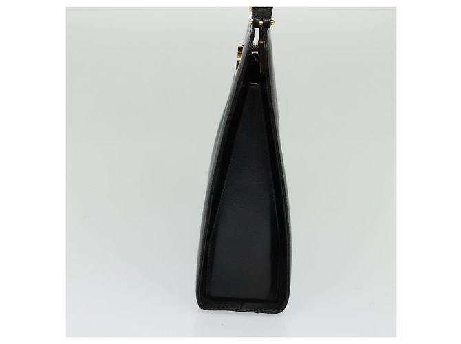 Borsa a Spalla Gancini in Pelle Nera e Oro Auth MX418 di Salvatore Ferragamo Nero D'oro - vista 4