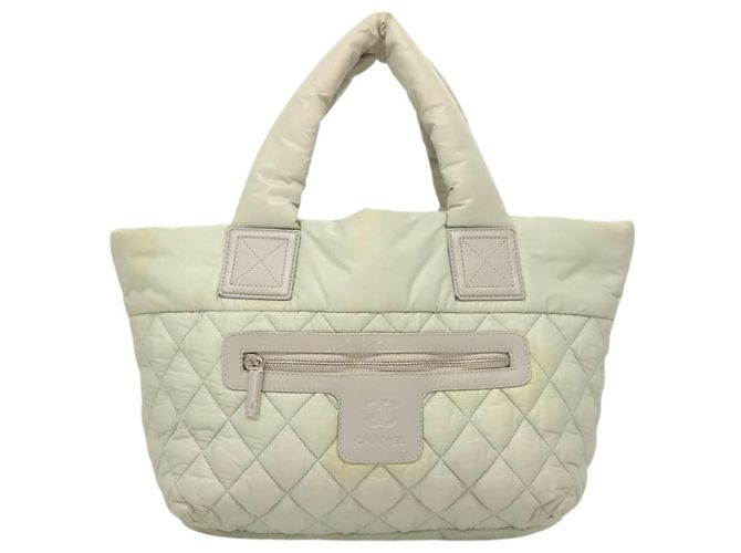CHANEL Bolsa de Mano Cococoon de Nailon Gris Plata CC Auth 123385 Castaño - vista 13
