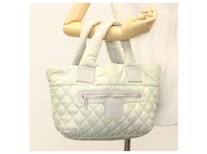 CHANEL Bolsa de Mano Cococoon de Nailon Gris Plata CC Auth 123385 Castaño - vista 27