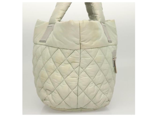 CHANEL Bolsa de Mano Cococoon de Nailon Gris Plata CC Auth 123385 Castaño - vista 4