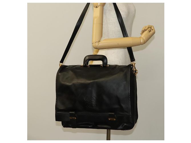 LOEWE Anagram Borsa da Lavoro in Pelle 2in1 Nera Oro Auth sw479 Nero D'oro - vista 23