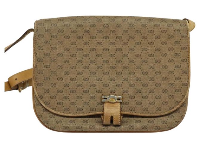 Gucci Borsa a Spalla Micro GG Supreme PVC Beige Oro 001 406 1780 Auth BA2288 D'oro - vista 13