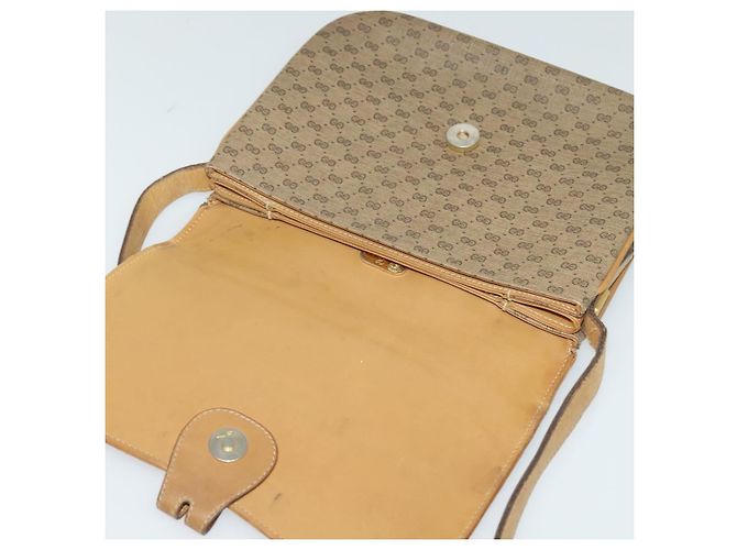 Gucci Borsa a Spalla Micro GG Supreme PVC Beige Oro 001 406 1780 Auth BA2288 D'oro - vista 19