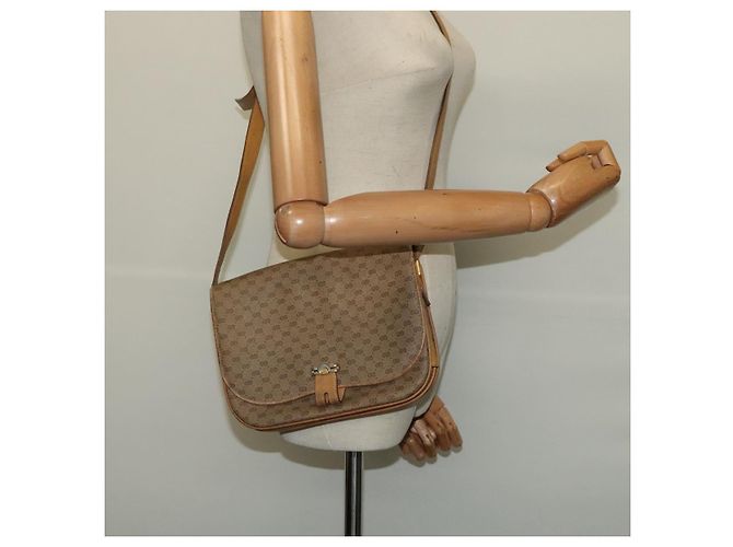 Gucci Borsa a Spalla Micro GG Supreme PVC Beige Oro 001 406 1780 Auth BA2288 D'oro - vista 24