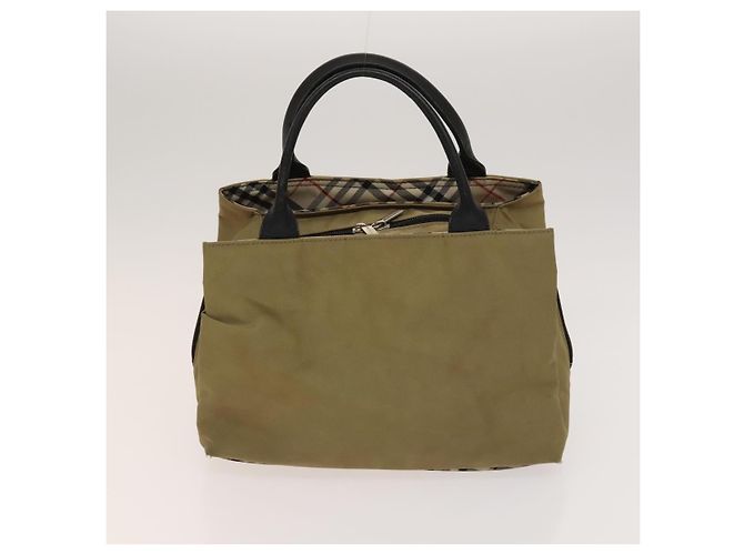 Borsa a mano in nylon a quadri Nova di BURBERRY 3 pezzi Beige Verde Auth bs25973 - vista 2