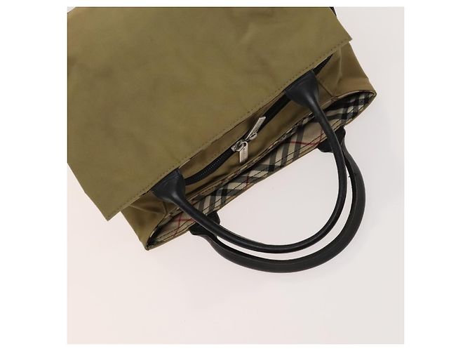 Borsa a mano in nylon a quadri Nova di BURBERRY 3 pezzi Beige Verde Auth bs25973 - vista 5