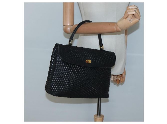 Borsa a mano BALLY in pelle nera e oro Auth BA2236 Nero D'oro - vista 21