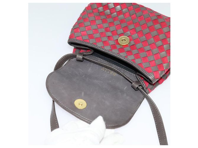 BALLY Bolsa de Ombro de Couro Vermelha Dourada Auth BA2299 Vermelho Dourado - vista 10