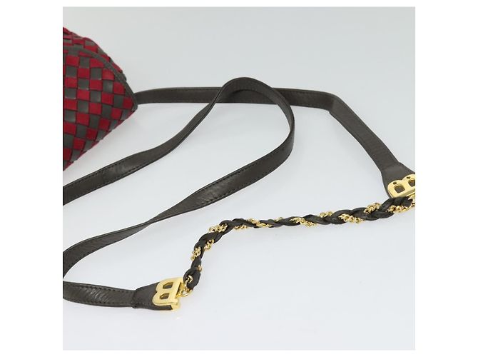 BALLY Bolsa de Ombro de Couro Vermelha Dourada Auth BA2299 Vermelho Dourado - vista 7