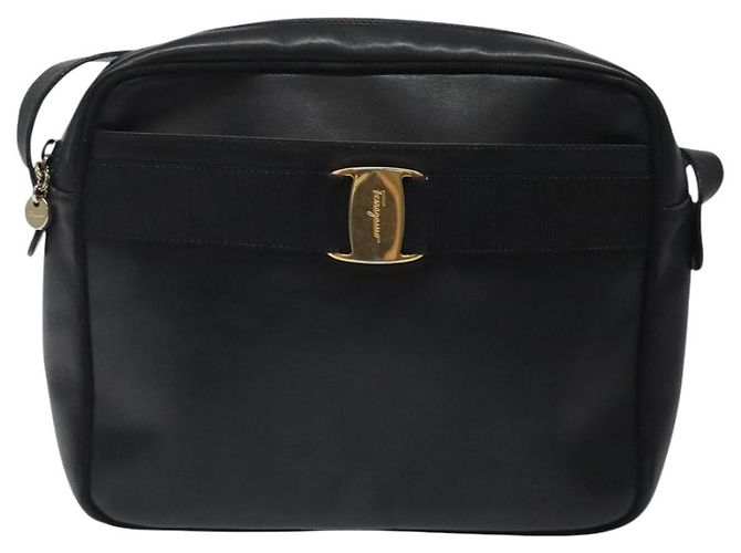 Borsa a spalla in pelle nera e oro Salvatore Ferragamo Auth BA2152 Nero D'oro - vista 13