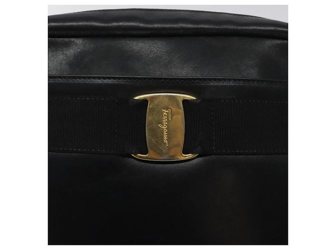 Borsa a spalla in pelle nera e oro Salvatore Ferragamo Auth BA2152 Nero D'oro - vista 18