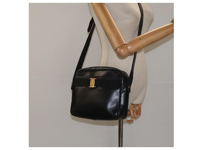 Borsa a spalla in pelle nera e oro Salvatore Ferragamo Auth BA2152 Nero D'oro - vista 23