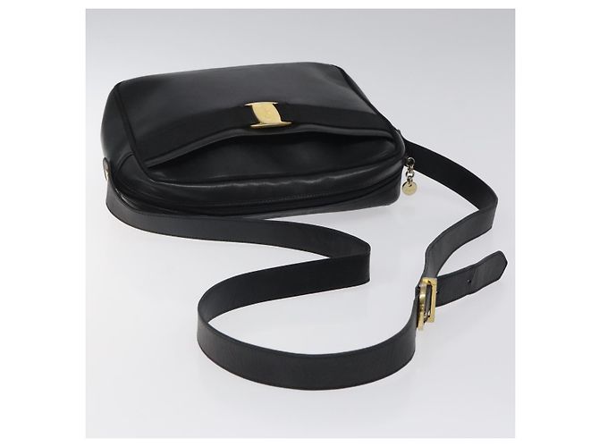 Borsa a spalla in pelle nera e oro Salvatore Ferragamo Auth BA2152 Nero D'oro - vista 7