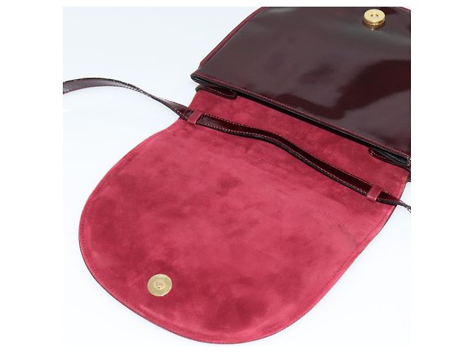 Borsa a Spalla Vala Salvatore Ferragamo in Pelle Verniciata Bordeaux Oro Auth 122920 - vista 10
