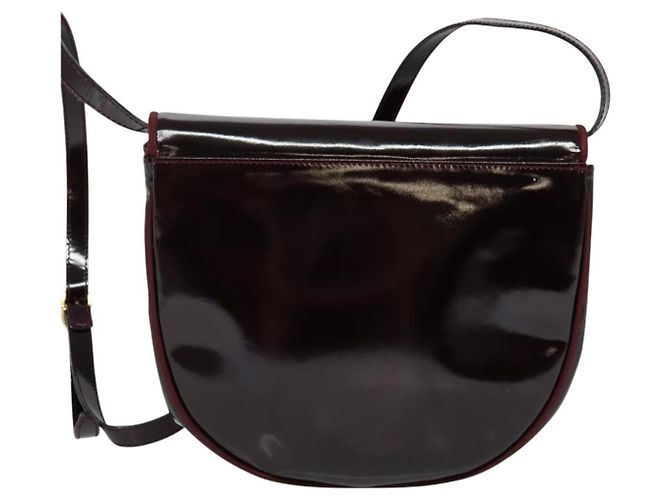 Borsa a Spalla Vala Salvatore Ferragamo in Pelle Verniciata Bordeaux Oro Auth 122920 - vista 2
