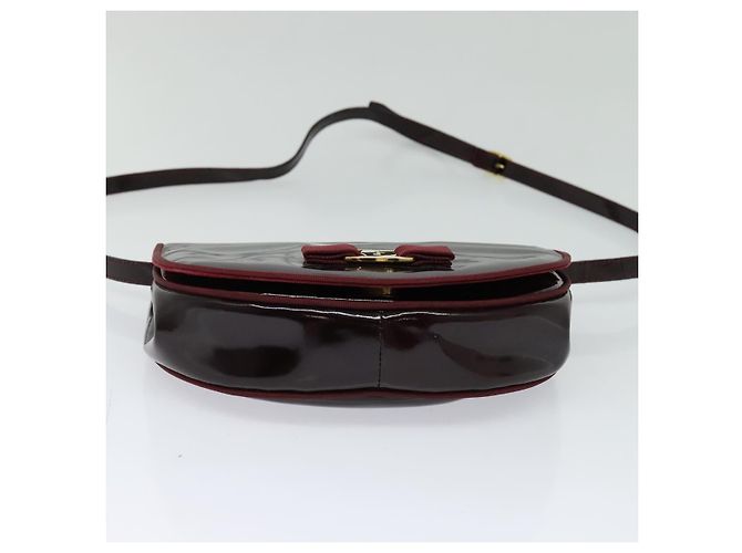 Borsa a Spalla Vala Salvatore Ferragamo in Pelle Verniciata Bordeaux Oro Auth 122920 - vista 5