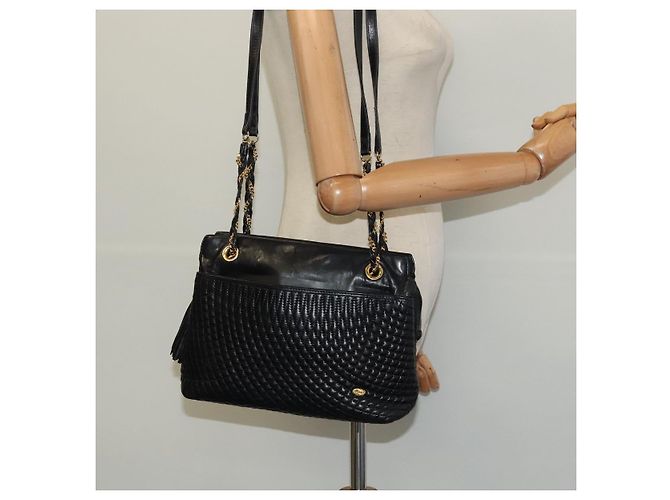 Borsa a Spalla BALLY in Pelle Nera Oro Auth BA2507 Nero D'oro - vista 22