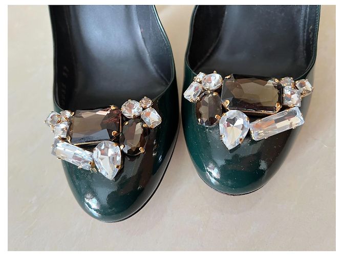 Dolce & Gabbana High Heels Leder Dunkelgrün - Ansicht 10