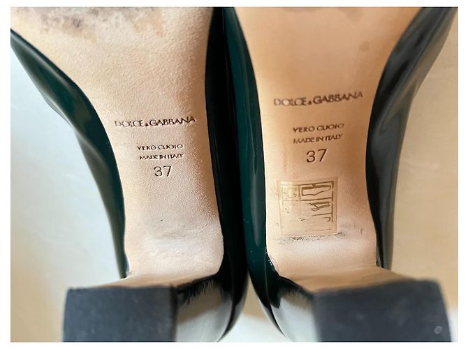Dolce & Gabbana High Heels Leder Dunkelgrün - Ansicht 12