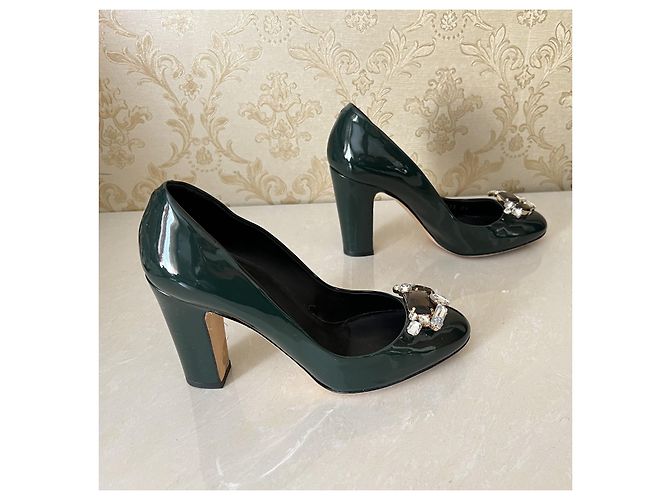 Dolce & Gabbana High Heels Leder Dunkelgrün - Ansicht 2