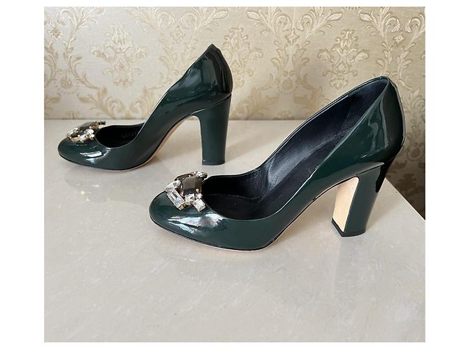 Dolce & Gabbana High Heels Leder Dunkelgrün - Ansicht 3