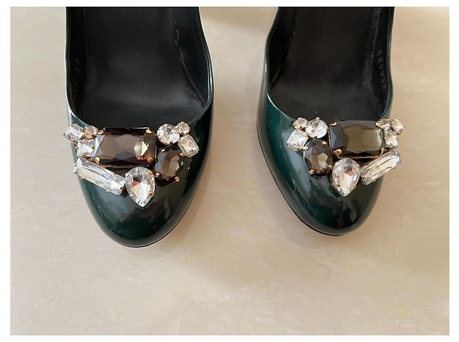 Dolce & Gabbana High Heels Leder Dunkelgrün - Ansicht 4
