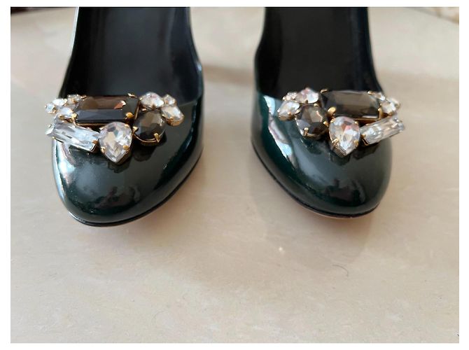 Dolce & Gabbana High Heels Leder Dunkelgrün - Ansicht 6