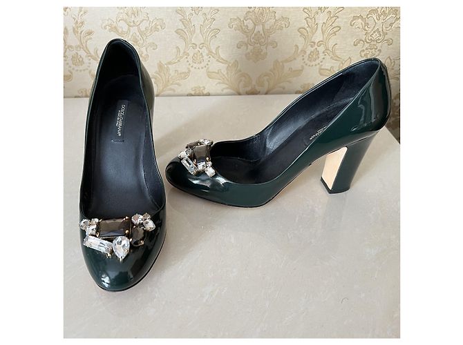 Dolce & Gabbana High Heels Leder Dunkelgrün - Ansicht 9