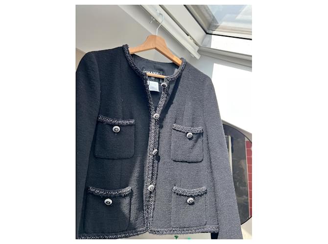 Chanel Classic Jacket Black Wool - view 2