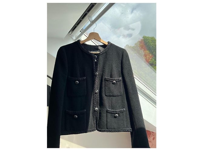 Chanel Classic Jacket Black Wool - view 9