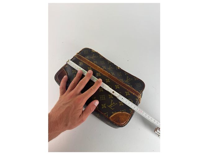 Clutch in pelle monogramma Louis Vuitton vintage marrone - vista 13