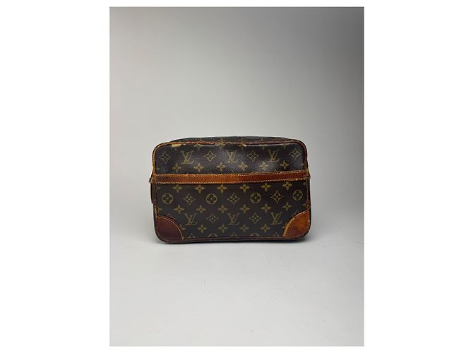 Clutch in pelle monogramma Louis Vuitton vintage marrone - vista 15